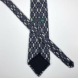 Bellini Como Italia 100% Silk Tie Geometric Gray/Black Necktie 3.75” x 59”